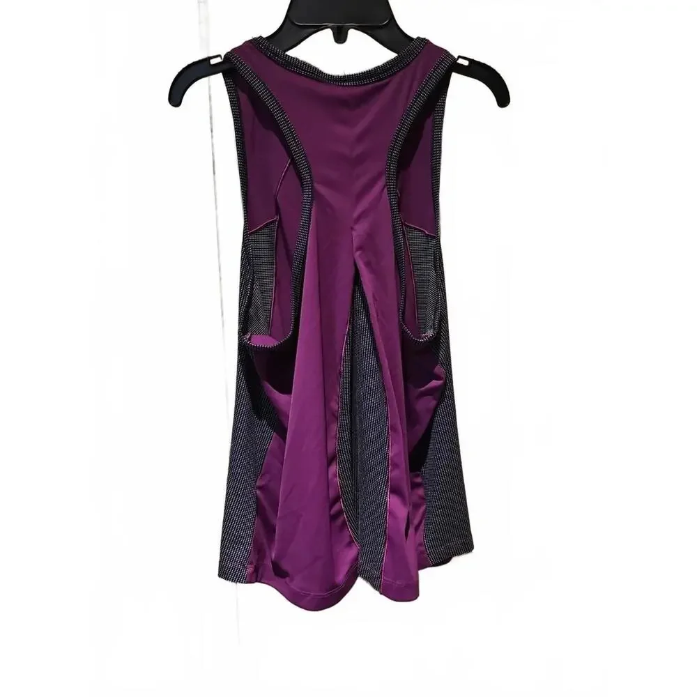 The North Face Flash Dry Purple & Black White Checked Tank  Racer Back  Medium - Picture 7 of 8